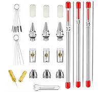 ABEST - Juego de piezas de repuesto para aerógrafo (24 piezas, con boquilla, tapa de boquilla, mini llave, funda protectora de tapa, piezas de repuesto para kit de limpieza de aerógrafos