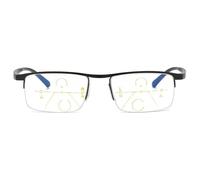 ABETOS Gafas de lectura multifocales progresivas para hombre y mujer, de metal, con media franja, antiluz azul, ayuda para la lectura multifocal, Negro , 3