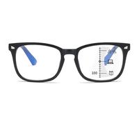 ABETOS Gafas de lectura multifoco, ayuda de lectura progresiva, ayuda para la visión, filtro de luz azul, para mujer y hombre, retro, multifoco, con intensidad de visión, negro mate, 2