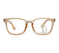 ABETOS Gafas de lectura multifoco, ayuda de lectura progresiva, ayuda para la visión, filtro de luz azul, para mujer y hombre, retro, multifoco, con intensidad de visión, Marrón transparente, 2,5