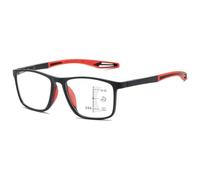 ABETOS Gafas de lectura para hombre y mujer, multifoco, filtro de luz azul progresiva, ayuda a la lectura, TR90, montura deportiva, ayuda visual, gafas de lectura, Negro y rojo., 2,5