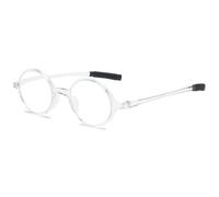 ABETOS Gafas de lectura redondas pequeñas para hombre y mujer, retro, TR90, flexibles, ligeras, de borde completo, mini vintage, ayuda para la lectura, Color blanco transparente., 2,5