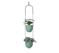 ABETREE Macetas colgantes de metal de 2 niveles, para interiores y exteriores, modernas, para colgar en la pared, techo, macetas, cestas de cocina, decoración de habitación (verde)