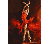 ABEUTY Pintura por números para adultos, bailarina, bailarina, bailarina, fuego, niña, 16 x 20 pulgadas, pintura de números, terapia artística (sin marco)