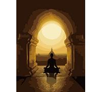ABEUTY Pintura por números para adultos, yoga budista, 16 x 20 pulgadas, pintura de números, terapia artística (yoga, sin marco)