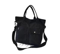 ABFJHFK Bolsa Tela Mujer Canvas Bags Students Handbag Shoulder Bag Large Capacity Solid Color Totes Shopper Casual Female Cross Body(Black)