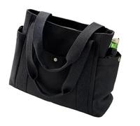 ABFJHFK Bolsa Tela Mujer Canvas Women's Shoulder Bag Large Capacity Multiple Outer Pocket Zipper Tote Student Handbag Shopping(Black)