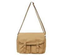 ABFJHFK Bolsa Tela Mujer Casual Canvas Women Shoulder Bags Female School Messenger Multi Pocket Flap Buckle Unisex College Student Crossbody Bookbag(Brown)