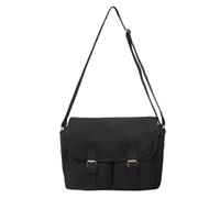 ABFJHFK Bolsa Tela Mujer Casual Canvas Women Shoulder Bags Female School Messenger Multi Pocket Flap Buckle Unisex College Student Crossbody Bookbag(Black)