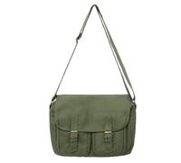 ABFJHFK Bolsa Tela Mujer Casual Canvas Women Shoulder Bags Female School Messenger Multi Pocket Flap Buckle Unisex College Student Crossbody Bookbag(Green)