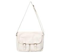 ABFJHFK Bolsa Tela Mujer Casual Canvas Women Shoulder Bags Female School Messenger Multi Pocket Flap Buckle Unisex College Student Crossbody Bookbag(White)