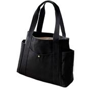 ABFJHFK Bolsa Tela Mujer Large Capacity Canvas Solid Letter Tote Bag Versatile Handbag For Commuter Work Student Class Underarm Women's Shopping(Black)