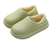 ABFJHFK Zapatillas Casa Hombre Zapatillas de algodón impermeables for mujer, bolsa invierno, tacón grueso terciopelo, zapatos a cuadros antideslizantes cálidos for hombre, for(Green,40-41)