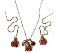 Abgaryan ART Juego de joyería de granada chapada en oro, collar y pendientes, Medium, Acero inoxidable, No es una piedra preciosa