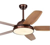 ABGRC Interior Luz de ventilador de techo retro nórdico, comedor dormitorio salón lámpara LED de atenuación de tres velocidades, ventilador de techo de madera maciza Verano