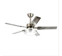 ABGRC Interior Ventilador de techo de 42" Ventilador de techo con diseño moderno de hélice de metal cromado cepillado con 5 aspas plateadas, Lámpara fácil de instalar Verano