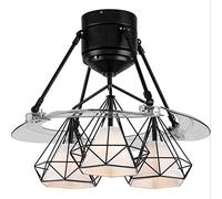 ABGRC Interior Ventilador de techo vintage industrial, lámpara LED de metal para dormitorio, ventilador de techo de tres velocidades y función de flujo de aire reversible Verano
