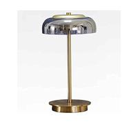 ABGRC Lámpara de mesa decorativa de cristal, lámpara de escritorio de cubierta superior de metal para sala de estar, dormitorio, lámpara de mesa de noche LED con base de color cobre