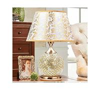 ABGRC Lámpara de mesita de noche decorativa dorada, lámpara de mesa moderna creativa, lámpara de noche retro con pantalla de tela de 2 capas, lámpara de escritorio hecha a mano
