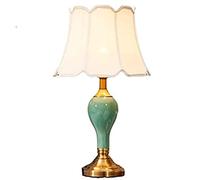 ABGRC Lámpara de mesita de noche decorativa, lámpara de mesa de cerámica, moderna, minimalista, cálida sala de estar, estudio, lámpara de escritorio, lámpara de noche con base de cobre