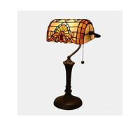 ABGRC Lámpara de mesita de noche lámpara de mesa de estilo nostálgico, lámpara de mesita de noche para dormitorio minimalista, lámpara de escritorio retro con pantalla de cristal de colores y base de