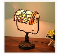 ABGRC Lámpara de mesita de noche lámpara de mesa de estilo nostálgico, lámpara de mesita de noche para dormitorio minimalista, lámpara de escritorio retro con pantalla de cristal de colores y base de