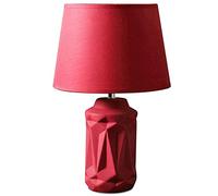 ABGRC Lámpara de mesita de noche lámpara de mesa nórdica, cerámica creativa, simple, moderna, roja, cálida, lámpara de escritorio, botón de alimentación, lámpara de noche para decoración de sala de