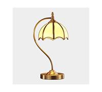 ABGRC Lámpara de noche decorativa, lámpara de mesa de cristal y cobre, luz de protección ocular retro de cobre puro, lámpara de cabecera regulable de 3 vías, lámpara de escritorio para sala de estar