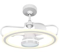 ABGRC Ventilador de techo interior moderno con luces LED, ventiladores de techo con control remoto con lámpara de acrílico para dormitorio multi-velocidad
