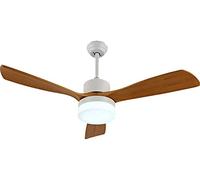 ABGRC Ventilador de techo retro para interiores, moderno ventilador de techo de metal, luz LED con mando a distancia, lámpara de araña de hojas de madera, luz de ventilador