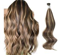 ABH AMAZINGBEAUTY HAIR Extensiones de pelo natural, 50 cm, color marrón, rubio caramelo resaltado, 50 g, 50 s, marrón #P4/27