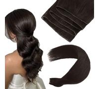 ABH AMAZINGBEAUTY HAIR Extensiones de pelo real Genius Weft Extensiones de pelo humano Sew in Weft Hair para coser Virgin Hair 50G, #2 marrón oscuro, 40 cm