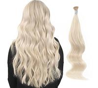 ABH AMAZINGBEAUTY HAIR Extensiones de pelo real rubio de 60 cm, pelo natural con consejos de ceniza, color rubio platino suave, extensiones de pelo natural #60 A, 50 gramos/50 hilos