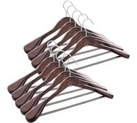 ABHENG Perchero de Madera, Conjunto de 10 Perchas de Trajes, Gancho Giratorio de 360°, para Chaquetas, Camisas, Trajes, Abrigos, 44 x 5,5 x 23 cm (L x B x H), Nogal Oscuro AWY0410H