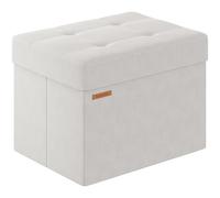 ABHENG Puff Almacenaje, Taburete Reposapiés, Almacenamiento Otomanos, para Sala, Dormitorio y Oficina,Material de Terciopelo, 31 x 41 x 31 cm, Blanco Crema, ASND03W