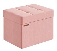 ABHENG Puff Almacenaje, Taburete Reposapiés, Almacenamiento Otomanos, para Sala, Dormitorio y Oficina,Material de Terciopelo, 31 x 41 x 31 cm, Rosa Jalea, ASND03P