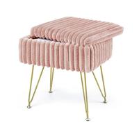ABHENG Sillón Multifuncional Rectangular para Maquillaje con Espacio de Almacenamiento, Taburete de Terciopelo y Descanso de pies, 40 x 25.5 x 43.5 cm, Rosa Jalea, ASND53P