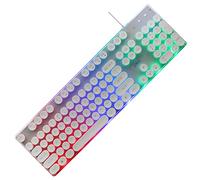 ABHI Punk Gaming Teclados mecánicos con efecto retroiluminado colorido retro con cable teclado para iOS, Android, Windows, PS4, Xbox 104, teclas redondas flotantes, teclado para PC Gamer, color blanco