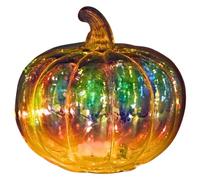 Abibiocy Light up Pumpkins, 7x6 Inch Glass Lamp with Timer Battery Powered Twinkle Pumpkin Lamp for Fall Halloween Thanksgiving Party Home