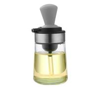 Abibiocy Oil Dispenser 2 in 1 Oil Bottle Vinegar Container with Silicone Brush for Kitchen Cooking BBQ Baking 350ml Grey container with brush