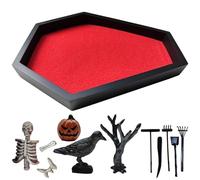 Abibiocy Zen Garden for Desk, Irregular Shape Mini Zen Garden Kit Goth Accessories for Office Halloween Coffin Spooky Decor Sand Tray Gothic Gifts