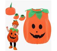 ABICULA Vestido de Calabaza para Niño 2-3 Años Juego Completo de Rol Carnaval Halloween Calabaza Niño(90-100CM)