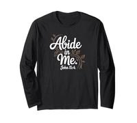 Abide in Me John 15:4 Diseño de Escrituras de fe cristiana Manga Larga