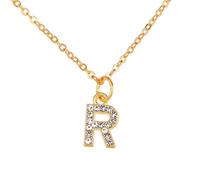 ABIEDFSQE Shining A-Z Letter Pendant Charm Necklace 26 Initial Alphabet Name Golden Clavicle Chain Party Valentine's Day Jewelry Gift