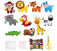 Abiemuce Set de Costura para Niños con Formas de Animales del Bosque y Selva Tropical - Kit DIY de Fieltro