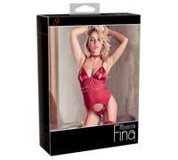 Abierta Fina - Shiny Chain Top and Thong (Red) - XL
