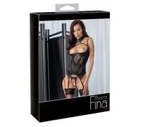 Abierta Fina Basque y Tanga para mujer Negro 80B/M