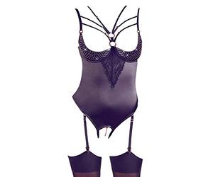 Abierta Fina Body con aros integrados para mujer Negro 80B/M