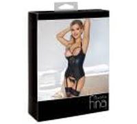 Abierta Fina - Sujetador y liguero negro - L