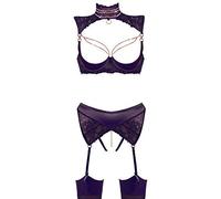 Abierta Fina Conjunto de Sujetador de Estante para mujer Black 85B/L